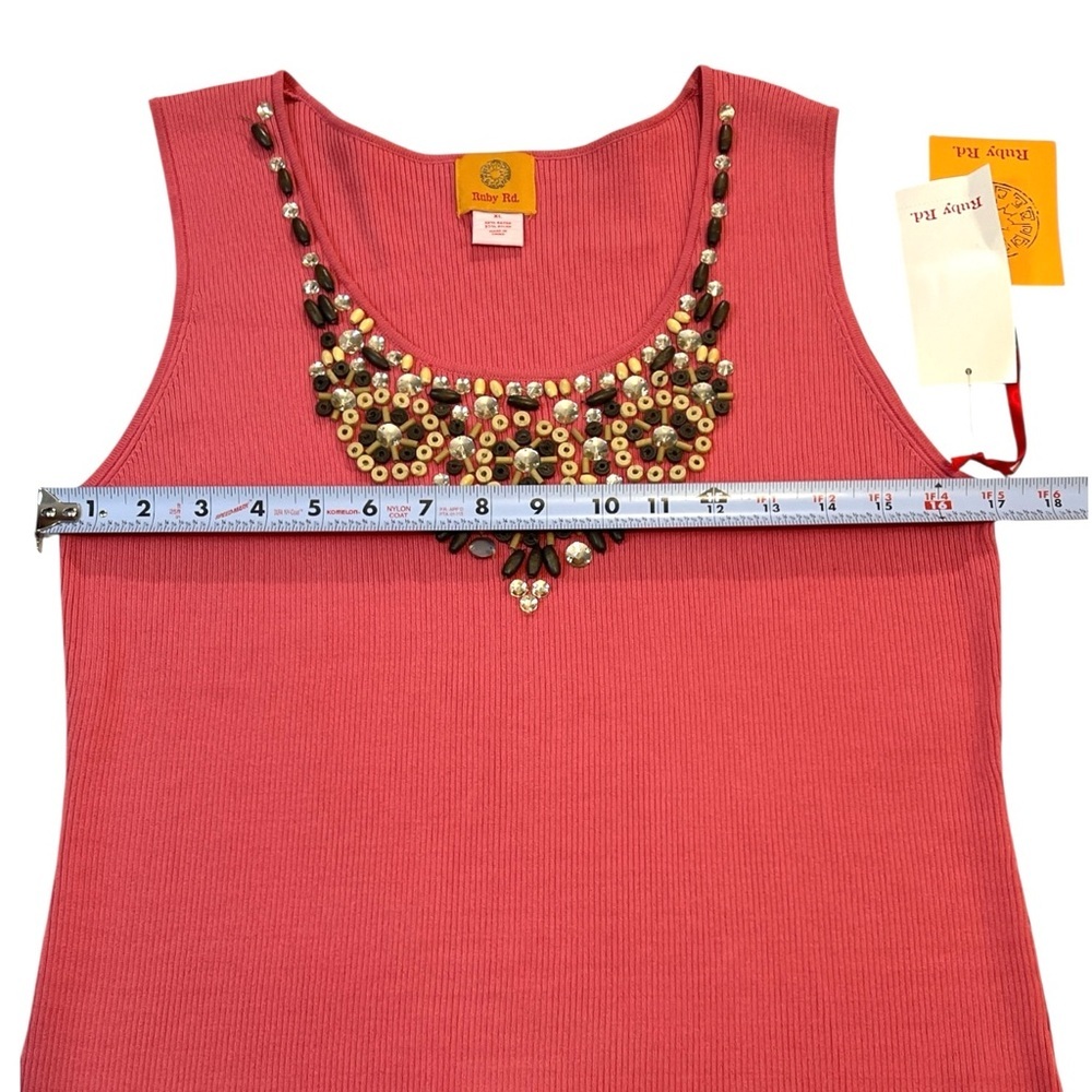 Ruby Rd Marrakech Beaded Sleeveless Top, Color Strwbry, Size XL - Picture 7 of 12